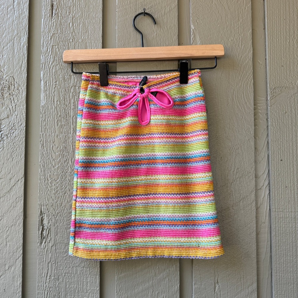 Forever 21 Mini Skirt Womens Striped Knit Flower Small Multi Color Zara Larson